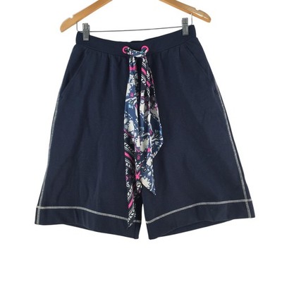 MAX&Co. Shorts Womens M Blue Jersey Sweat Elastic Waist Scarf Tie 132666