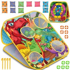 Dinosaur Bean Bag Toss Game: Outdoor Toys Cornhole Board for Kids Toddlers, P...