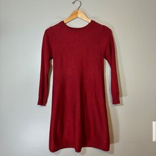 Unifairy Red Long Sleeve A-Line Knit Sweater Dress Crew Neck Size 170 Small