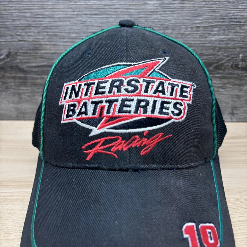 Gorra de carreras Interstate Batteries correa trasera para hombre malla negra NASCAR 18 Trucker Foto 2 de 4