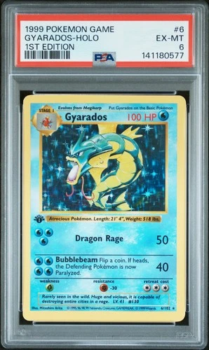 1999 POKEMON GAME 1ST ED #6 GYARADOS-HOLO PSA 6