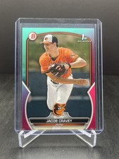 2023 Bowman Draft Baseball Jacob Cravey 1st Aqua Pink Gradient 043/199 #BD-189