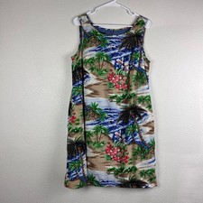 Talbots Tropical Island Print Sleeveless Dress Size 12