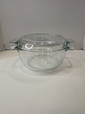 VINTAGE Pyrex De Corning #451 H Covered Clear Glass Casserole Tab Handle France