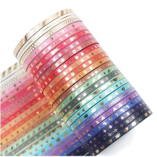 24 Rolls Skinny Washi Tape Set Gold Foil Print Decorative Tapes for Arts, DIY...