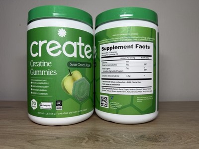 Create Creatine Gummies Sour Green Apple 180 Ct Creapure NSF Certified Sport