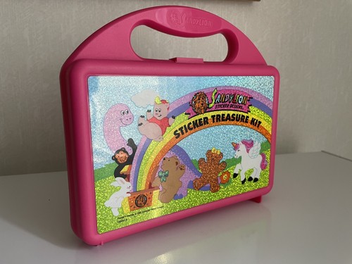 Vintage Sandylion Bear Sticker Treasure Kit CASE ONLY PINK 1995 Rainbow Bears