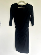 FROM THE WHITE COMPANY BLACK SLINKY DRAPED EVENING DRESS APPROX 8-10