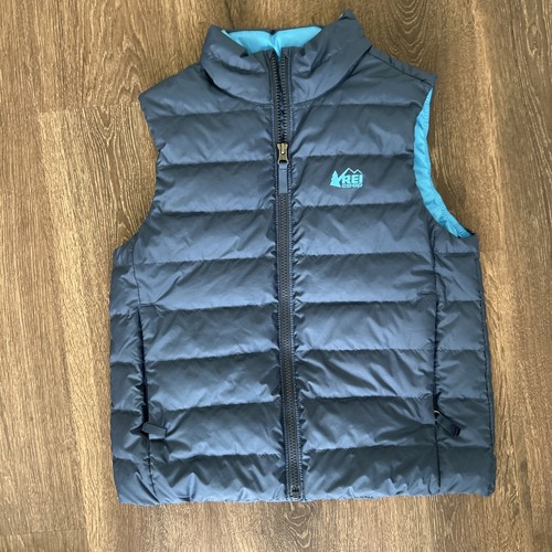 REI DOWN PUFFY VEST in Youth Size Sz Medium 10/12 Packable & Warm Blue Awesome
