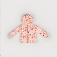 Penelope Mack Hooded Bear Print Jacket Toddler 3T Plush Lined Pink Coat W/ears