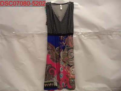 24Seven Comfort Apparel Women's Size M Black/Blue/Pink Paisley Dress