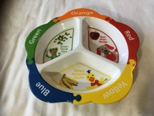 Divided 3 part PLASTIC melamine plate/dish Baby Einstein Colors by Playtex 8"