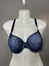 Secret Treasures Bra Womens 36C Blue Lace Underwire T-Shirt Adjustable Straps