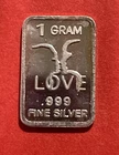 1 Gram Of Solid Silver, Kissing Couple In Love!  Fine .999 Pure Silver!