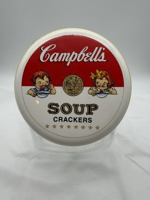 1999 Campbell s Soup Crackers Jar Anchor Hocking Glass Canister Ceramic Lid