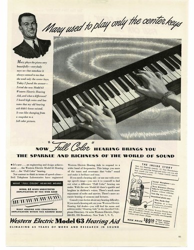 1945 Western Electric Hearing Aids Model 63 Vintage Print Ad 1