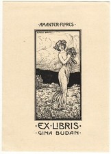 ALFREDO BARUFFI: Exlibris f�r Gina Budan, Halbakt, "Amanter floris"