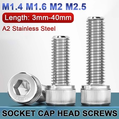 M1.4 M1.6 M2 M2.5 M3 A2 Stainless Steel Socket Cap Head Screws Allen Key Bolts
