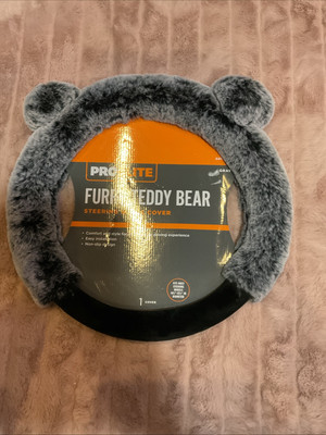 Faux Fur Steering Wheel Cover Universal Fit with Cute Animal Bear Ears Warm