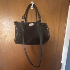 Nine West Black Satchel Top Handle Bag with Silver Studded Accents