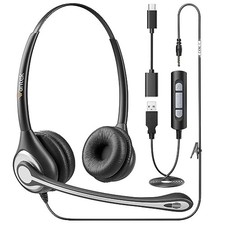 Wantek USB 3.5mm Type-C Headset, Binaural, with Noise-Canceling Microphone NEW