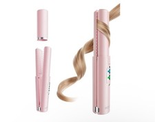 Cordless 2-in-1 Hair Straightener and Curler Portable Travel Mini, pink