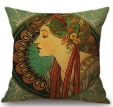 Kissenbezug Canvas-Stoff Jugendstilbild  Alphonse Mucha Laurel