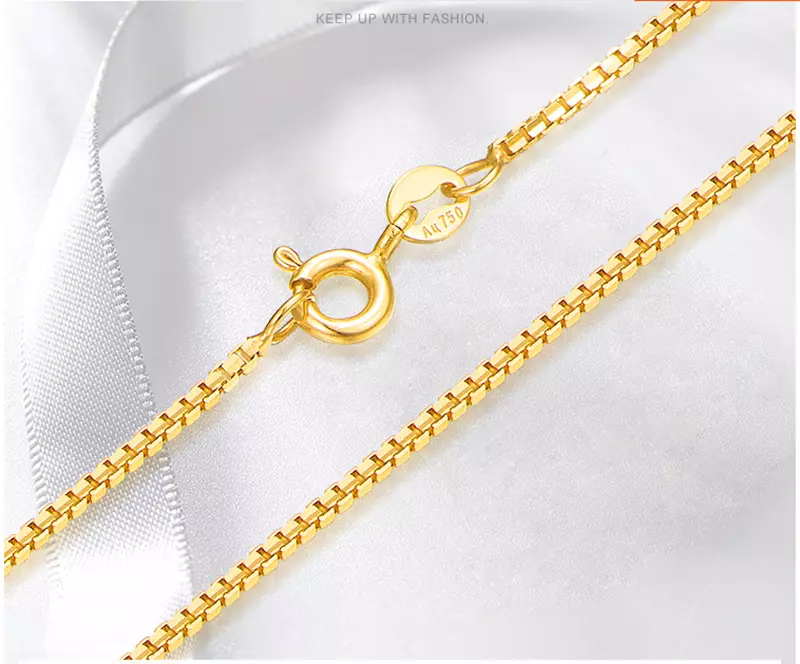 HOT CHEAP NICE QUALITY 45cm 18K Yellow Gold Necklace Chain AU750