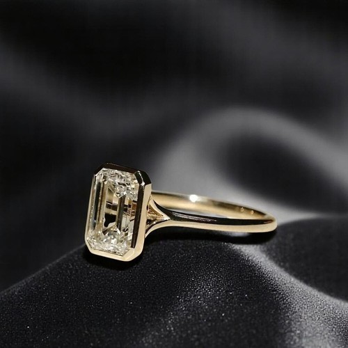 14K Yellow Gold Engagement Diamond Ring Emerald Cut 3 Carat IGI Lab Grown - Picture 6 of 12
