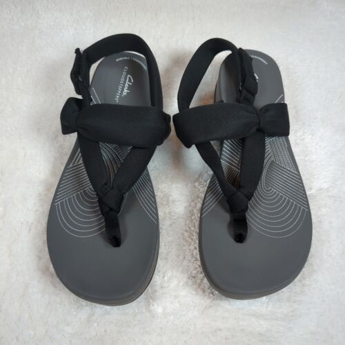 Women's Clarks Arla Nicole Cloudstepper Strappy Sandals Black Size 12 M 62122 - Picture 2 of 7