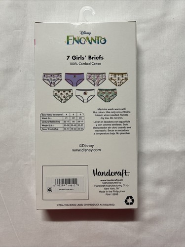 Disney Encanto 7-Pack Girls' Briefs Size 6 - 100% Cotton - NIP - Picture 8 of 17