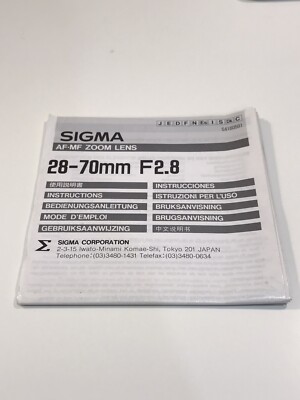 Manual de instrucciones SIGMA AF-MF ZOOM LENS 28-70mm F2.8