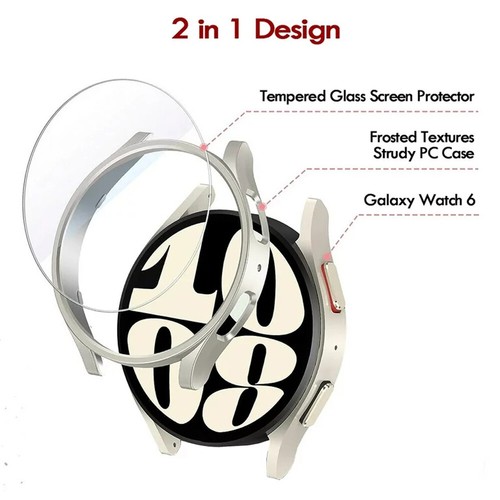 Coque pour Samsung Galaxy Watch 6 Protection écran Verre Trempé 40mm/44mm Cover - Photo 3 sur 15