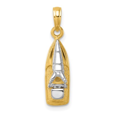 14K mit Rhodium 3-D Wellenläufer mit beweglichem Sitz Charm