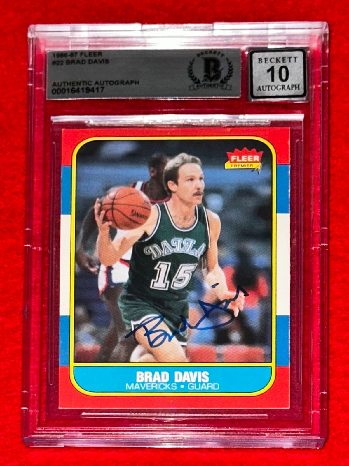 1986 Fleer 22 Brad Davis Signed Card Beckett BAS Auto Grade 10 Set Break eBay