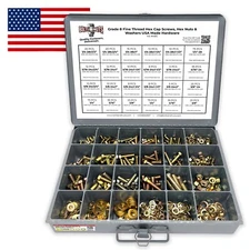 USA Made Grade 8 Hex Bolts Nuts Washers Assortment Kit FINE THREAD - 574PCS