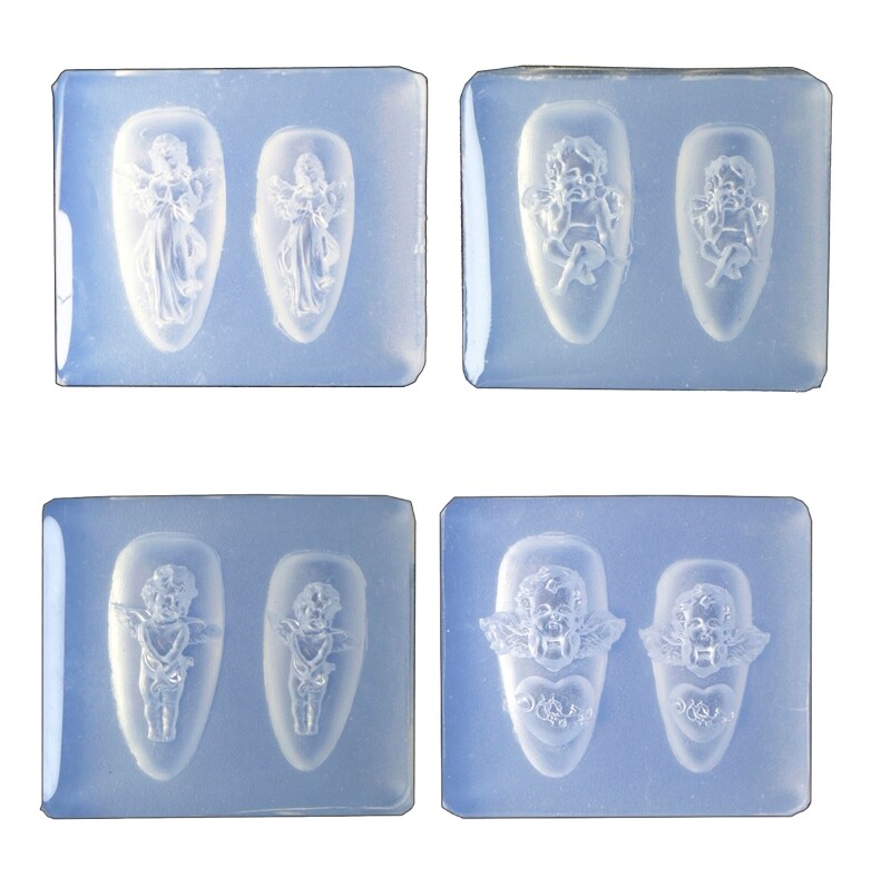4-Piece Epoxy Resin Silicone Mold Set for Art Decor DIY Crafts