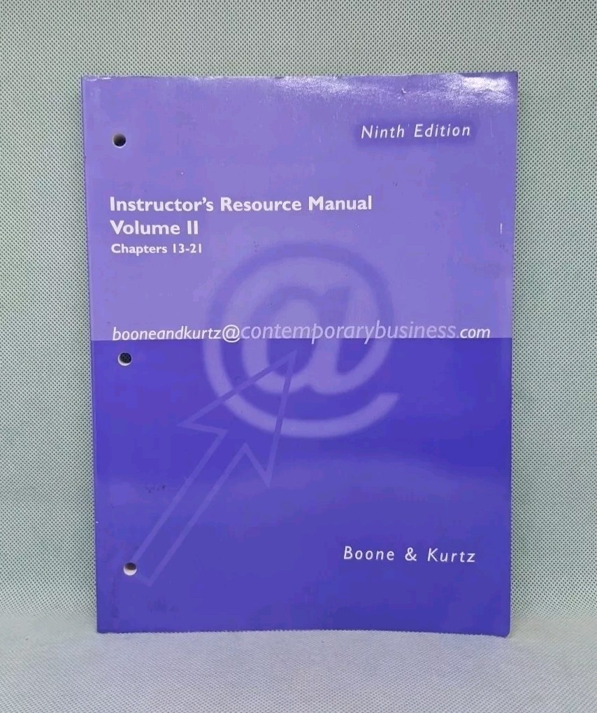 Instructor's Resource Manual - Boone & Kurtz: Vol II, Ninth Edition; 0030217636