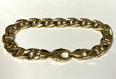 Italy Signed AH 14K Solid Yellow Gold 9mm Heavy Men's Link