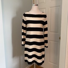 J. Crew Womens Black Ivory Striped Maritime T-Shirt Dress Size Small