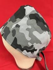 Men/Women Surgical Scrub Cap Lined Camo Camouflage Grays 100 Cotton