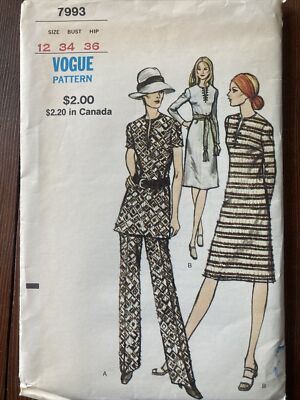 Vogue Women’s Sewing Pattern 7993; Dress; Tunic; Pants; Sz 12; New | eBay