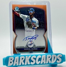 23 Bowman Chrome SAMUEL MUNOZ Auto Orange Mojo Refractor SP /25 #BCMA-SM Dodgers