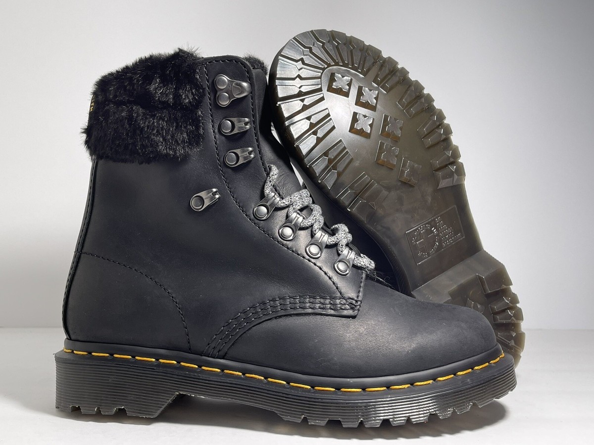 Doc Martens 1460 Serena Collar Faux Fur Lined Lace Up Combat Boots