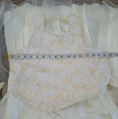 Angela Girls Formal Party Sleeveless Yellow White SZ 14 Made In USA U.S.A NWOT - Picture 4 of 15