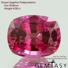 Cut stone - Sapphire Fuchsia Pink Czochralski (Pulled) lab grown, 10x8mm 4.08ct