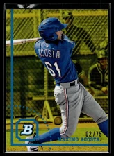 Maximo Acosta 2022 Bowman Heritage Chrome Yellow Refractor Card /75 #BHPC-103