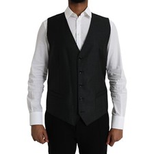 DOLCE & GABBANA Vest Black Wool Waistcoat Dress Formal Men IT54/US44/XL 900usd
