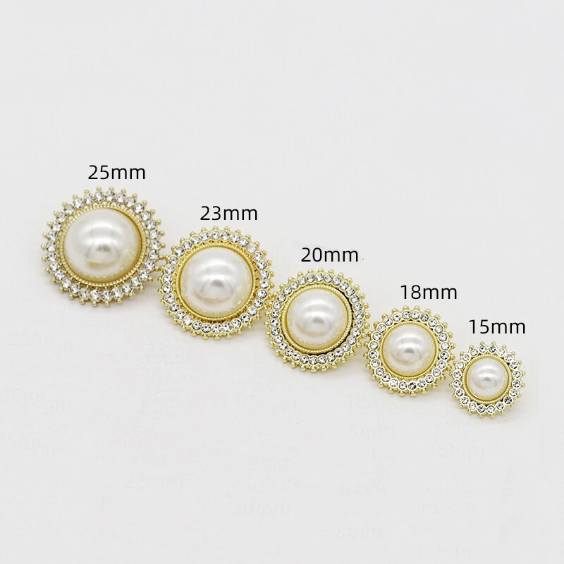 10pcs Round Rhinestone Pearl Buttons Embellishments for DIY Sewing Clothes - Image 4 of 4