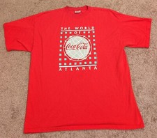 Vtg 90s Coca Cola Shirt Men 2XL Red Made In USA The World Of Coca Coca Atlanta
